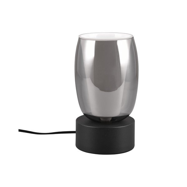 Настолна лампа със стъклен абажур в черно и сребристо (височина 24 cm) Barret - Trio Select-image-1
