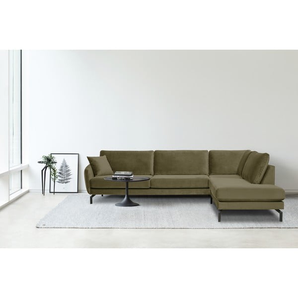 Ъглов диван от зелено кадифе (десен ъгъл) Magic - Scandic-image-1