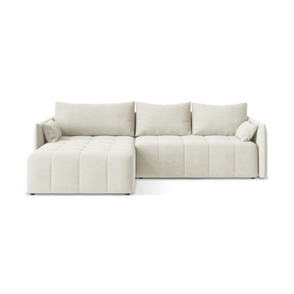 Бежов разтегателен ъглов диван с място за съхранение (ляв ъгъл) Moku – Makamii