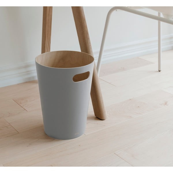 Светлосиво дървено кошче за боклук 7,5 l Woodrow – Umbra-image-1