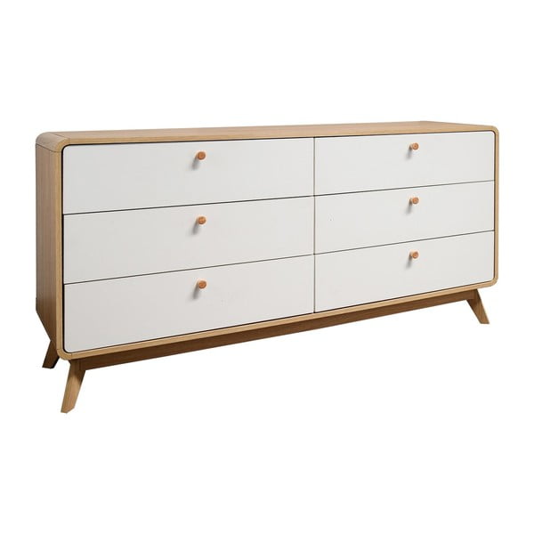 Бяло-естествен нисък скрин от декор от дъб  150x74 cm Caitlin – Støraa-image-4