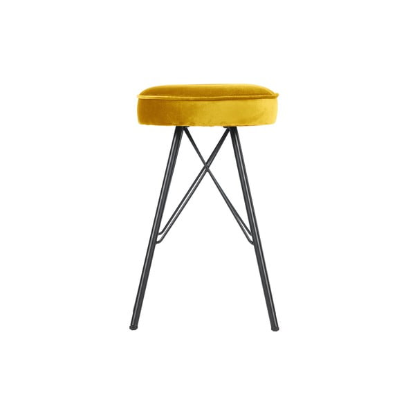 Жълт бар стол с кадифено покритие, височина 53 cm Bella - WOOOD