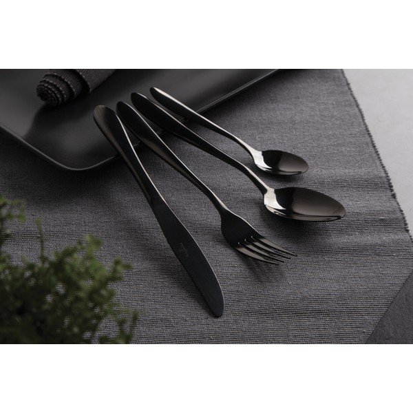 Черни прибори за хранене от неръждаема стомана 24 бр. Black Mirror Collection - BerlingerHaus-image-1