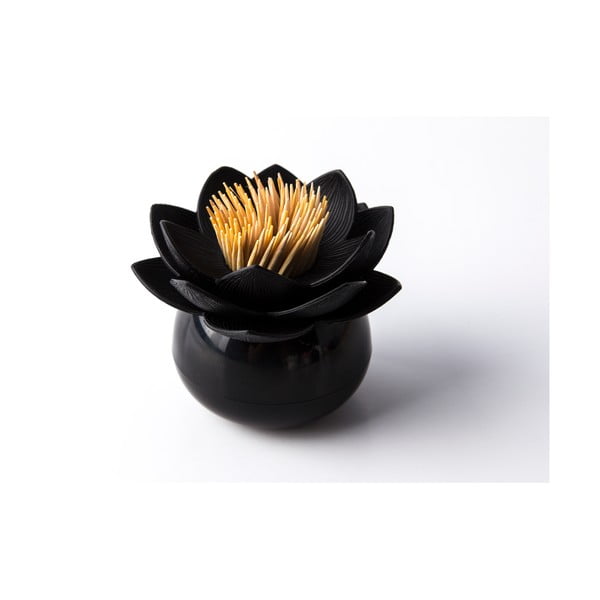 Stojánek na párátka QUALY Lotus Toothpick, černý-černý
