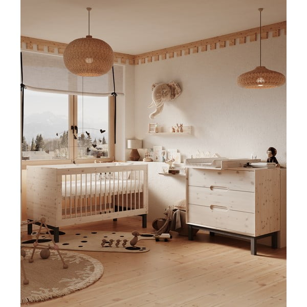 Бял нисък детски скрин от масивен бор 100x91 cm Country – Pinio-image-1