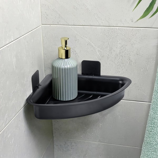 Черен пластмасов рафт за баня без пробиване Parma – Allstar-image-1