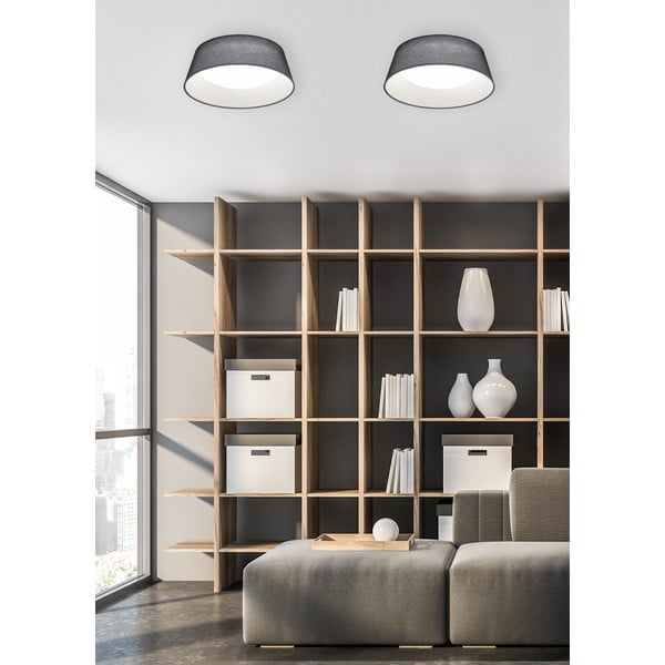 Черно LED осветително тяло за таван с текстилен абажур Ponts – Trio-image-1