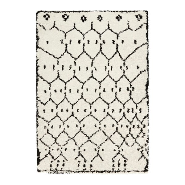 Bíločerný koberec Mint Rugs Allure Ronno White, 80 x 150 cm