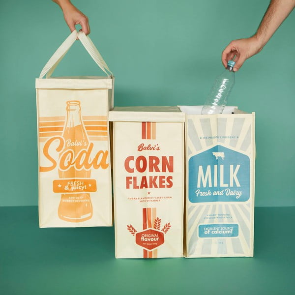 Пластмасови кошчета за отпадъци в комплект 3 бр. за рециклиране 28 l Retro – Balvi-image-1