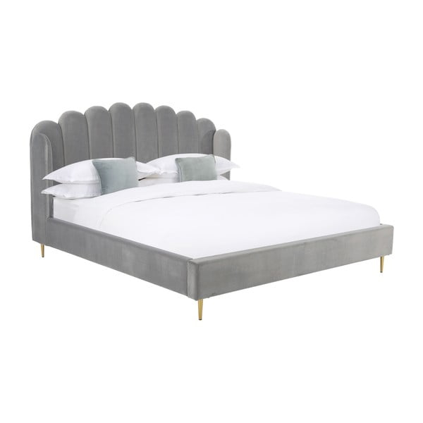 Сиво тапицирано легло , 160 x 200 cm Glamour - Westwing Collection