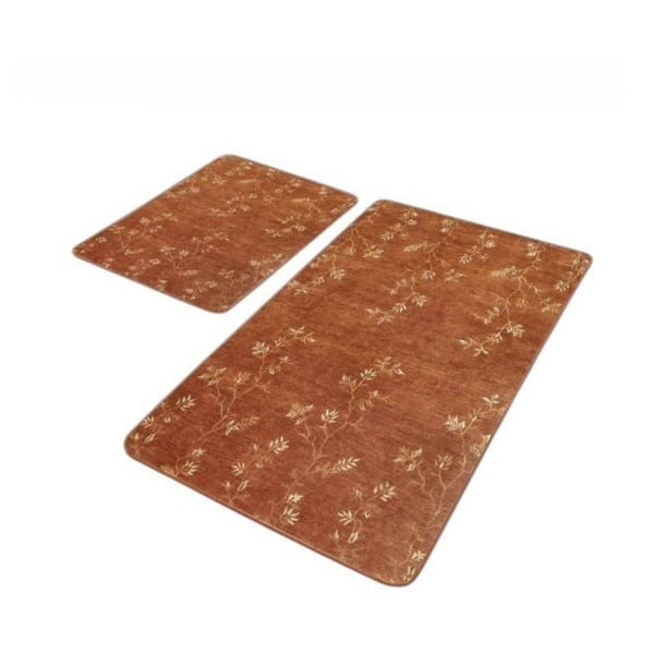 Кафяви кадифени килими за баня в комплект от 2 бр. 60x100 cm – Mila Home