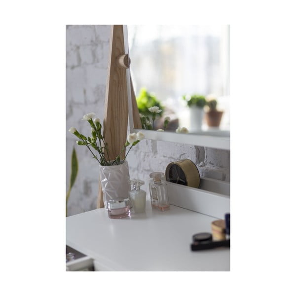 Бяла тоалетка с чекмедже и огледало Leno - Ragaba-image-2