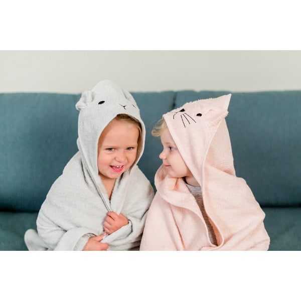 Сива памучна детска хавлия с качулка 76x76 cm Rabbit – Kindsgut-image-1