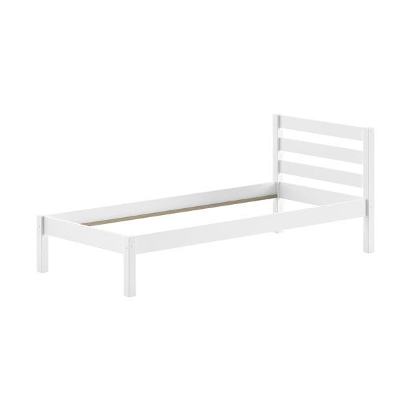 Бяло детско легло от масивен бор без ламелно дъно 90x200 cm Pino – Vipack