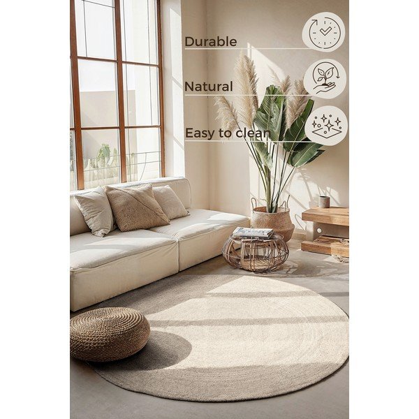 Кремав двустранен/ръчно изработен ютен кръгъл килим ø 100 cm Braided – Hanse Home-image-3