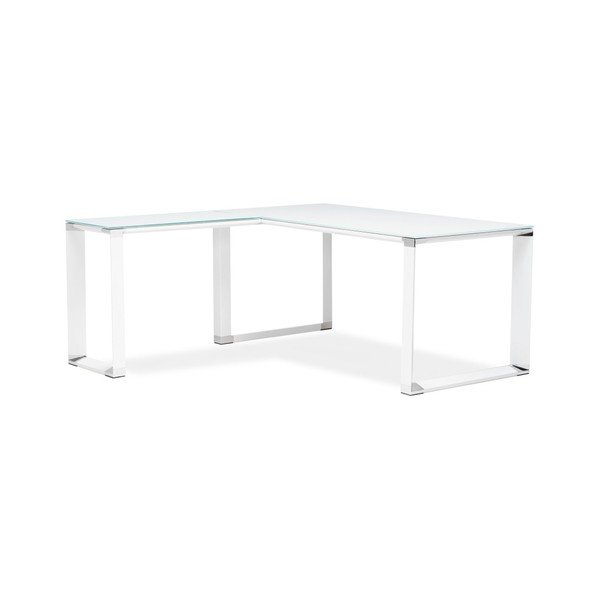 Бяло ъглово бюро със стъклен плот Warner - Kokoon-image-2
