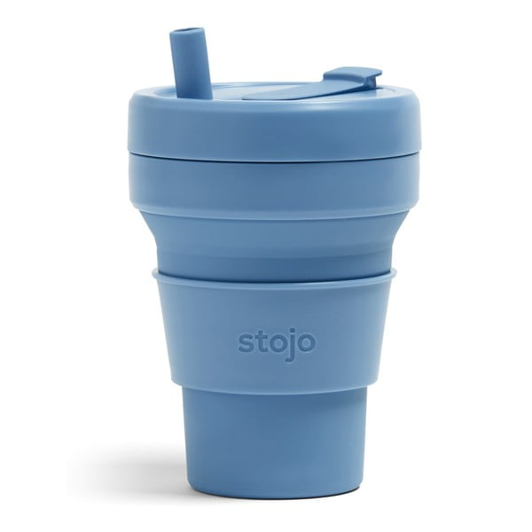 Синя сгъваема чаша за пътуване Стомана, 470 ml Biggie - Stojo