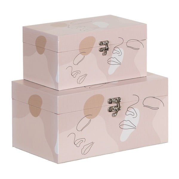 Светлорозови декоративни кутии за съхранение в комплект от 2 бр. 30x18x15 cm Face – Ixia