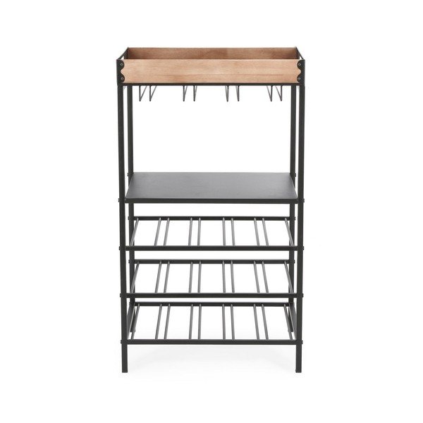 Черен метален шкаф за вино брой бутилки 15, 48,5x84,5x34 cm Isaac – Yes Everyday-image-3