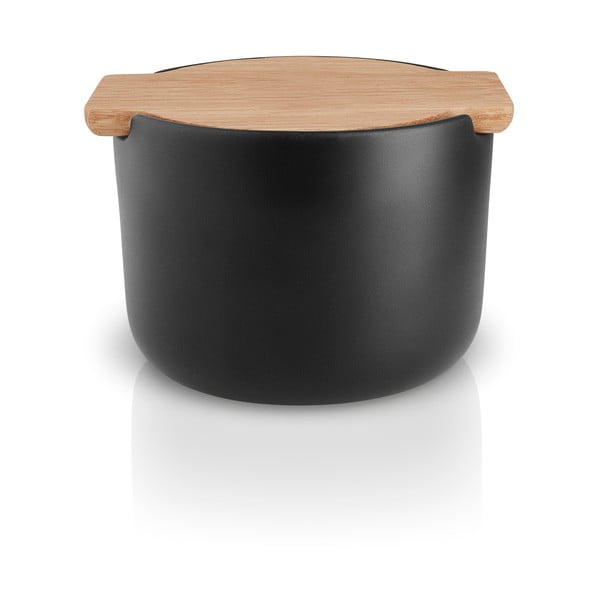 Буркан за сол от черен фаянс с дървен капак Nordic Nordic Kitchen - Eva Solo
