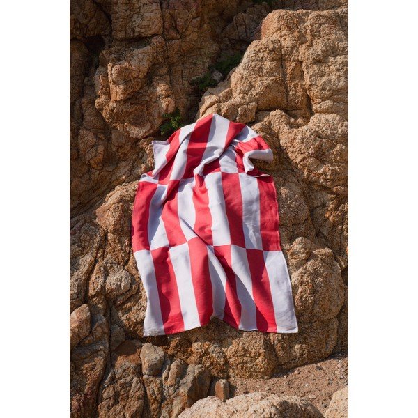 Червена/светлосиня памучна плажна кърпа 100x160 cm Su – noo.ma-image-3