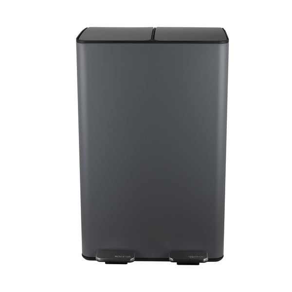 Тъмносиво стоманено кошче за боклук 2x30 l за рециклиране с педал   Aliya – Spirella-image-4