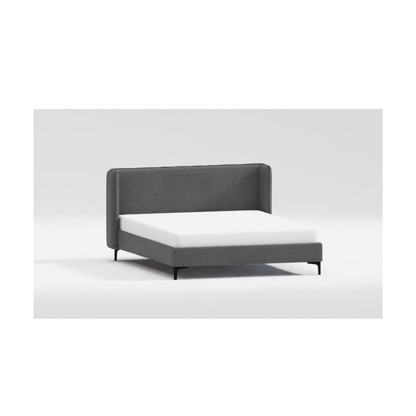 Тъмносиво двойно тапицирано легло с включена подматрачна рамка 140x200 cm Basti – Ropez-image-4