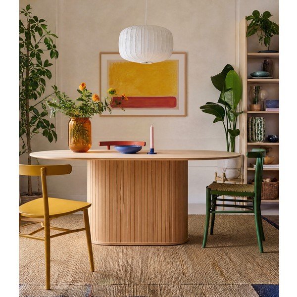 Маса за хранене с дъбов плот 95x180 cm Nola - Unique Furniture-image-3