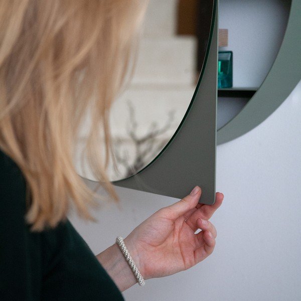 Сиво-зелен метален стенен/с огледало шкаф за баня 55x55 cm Sonnet – Spinder Design-image-4