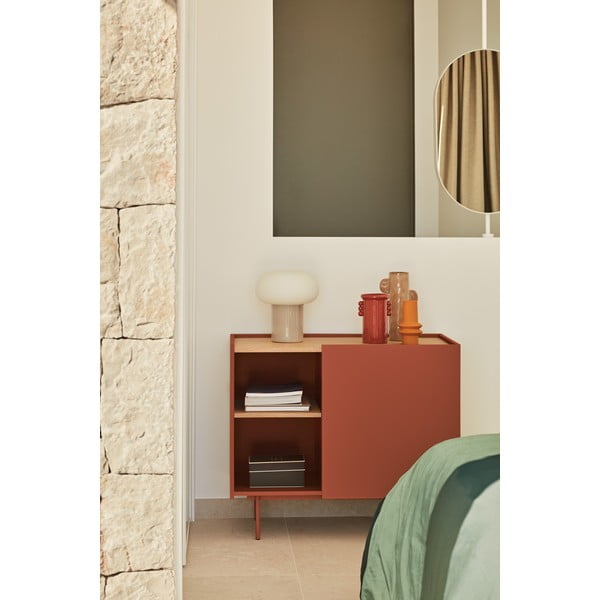 Нисък скрин с чекмеджета в цвят тухла и естествен дъб 90x78 cm Otto - Teulat-image-1