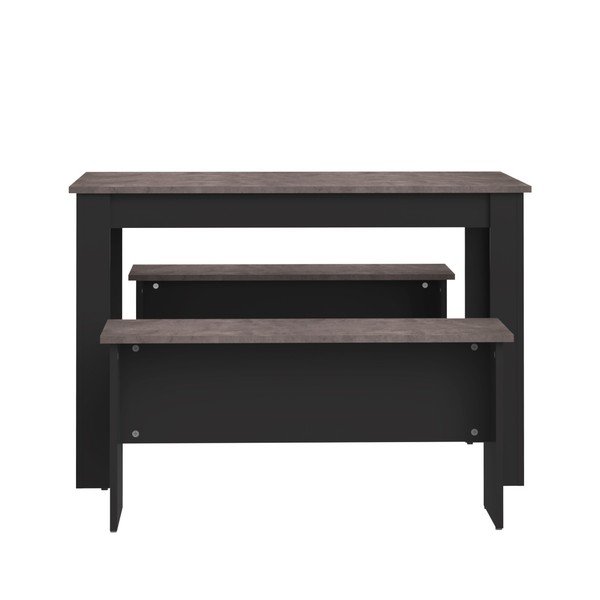 Комплект от черна маса за хранене и 2 пейки с бетонен плот Nice - TemaHome-image-3