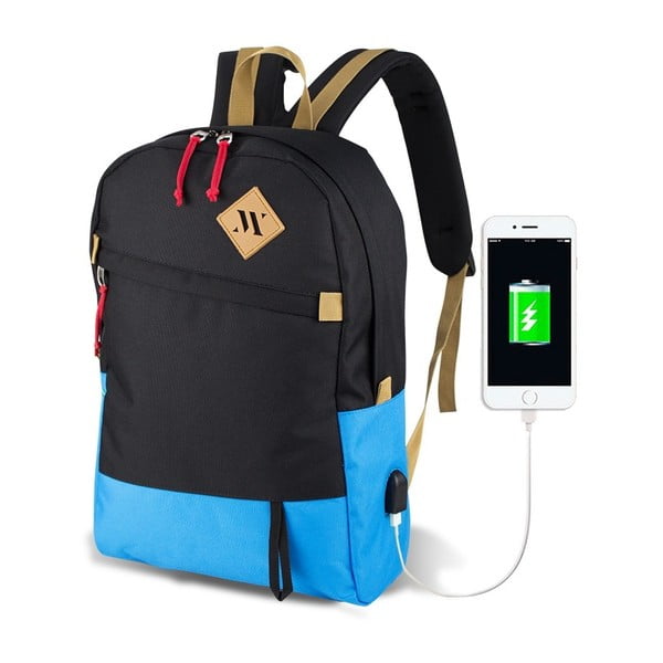 Черна и тюркоазена раница с USB порт My Valice FREEDOM Smart Bag - Myvalice