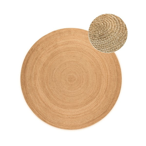 Двустранен ютен кръгъл килим в естествен цвят ø 100 cm Braided – Hanse Home
