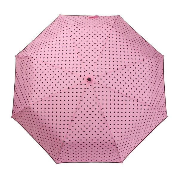 Růžový skládací deštník Bombay Duck Bisous Hearts