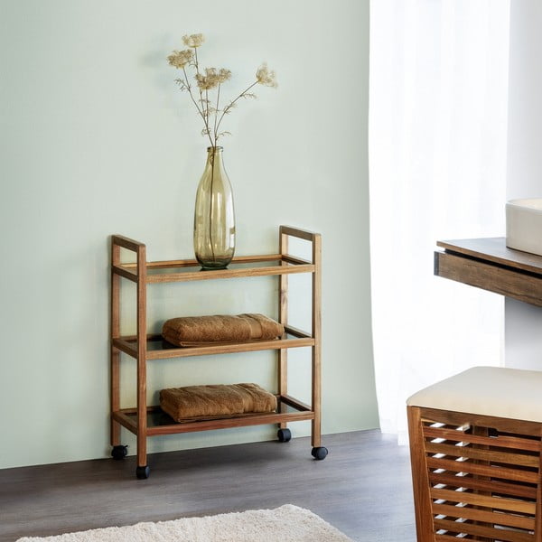 Рафт за баня от масивна акация в черен и естествен цвят 65x76,5 cm Fondi – Wenko-image-1