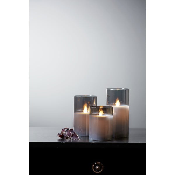 Сива LED восъчна свещ в стъкло, височина 15 см M-Twinkle - Star Trading-image-4