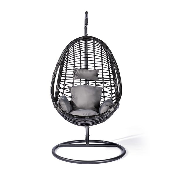 Черно висящо кресло от изкуствен ратан Tahiti - Le Bonom-image-2
