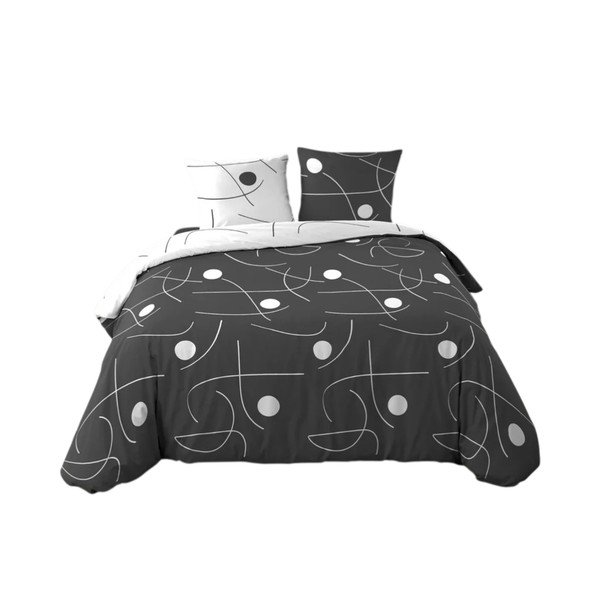 Бяло/тъмносиво двойно /удължено 3 части спално бельо от микрофибър 240x220 cm Sonate – douceur d'intérieur