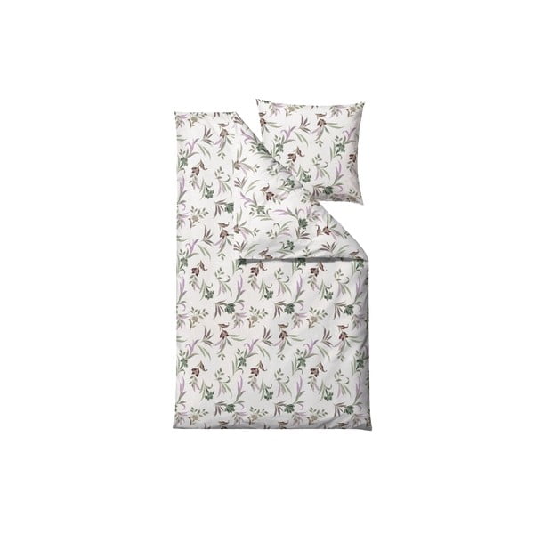 Зелен и бежов памучен сатен за единично спално бельо 140x200 cm Soft Tropic - Södahl-image-2