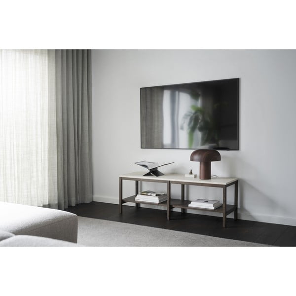 Конзолна маса в кафяво и бежово с каменен плот 140x40 cm Orwel - Rowico-image-1