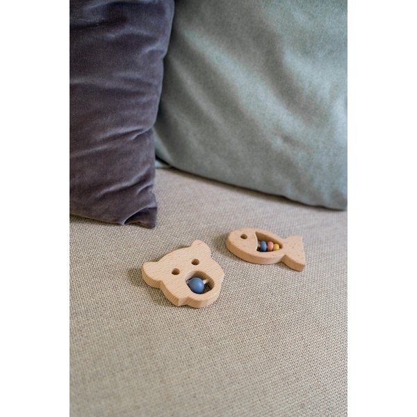 Комплект от 2 дървени дрънкалки за зъбки Пръстен - Kindsgut-image-1