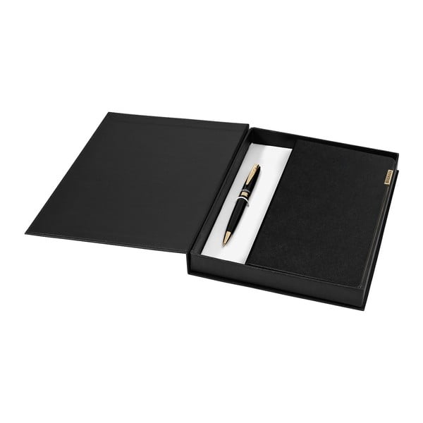 Set černého pera a zápisníku Balmain Note v dárkové krabičce