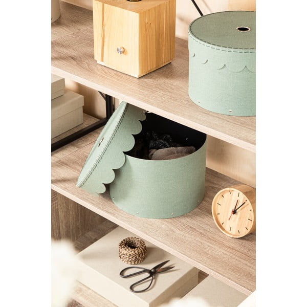 Тюркоазени картонени кутии за съхранение в комплект 2 бр. с капаци ø 26x17,5 cm Wilma Canvas Paper Laminate – Bigso-image-2