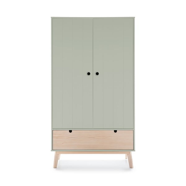 Зелен детски гардероб с крака от борова дървесина Kiara - Marckeric-image-2