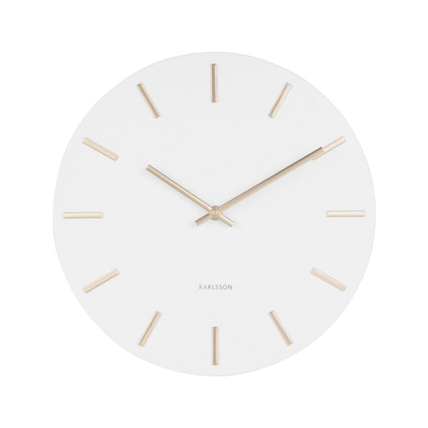Бял стенен часовник със златни стрелки, ø 30 cm Charm - Karlsson