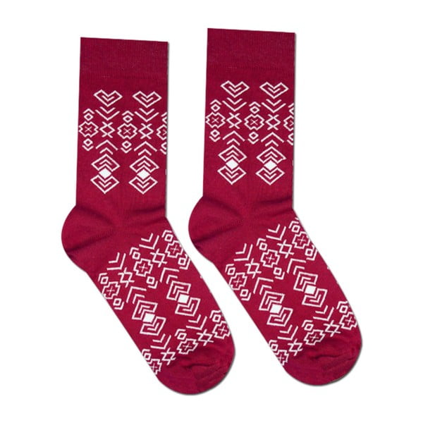 Червени памучни чорапи Geometry, размер 43-46 - HestySocks