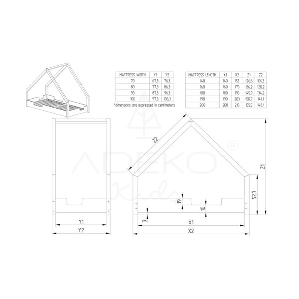 Детско легло от борова дървесина Adeko Loca Dork, 90 x 200 cm-image-2