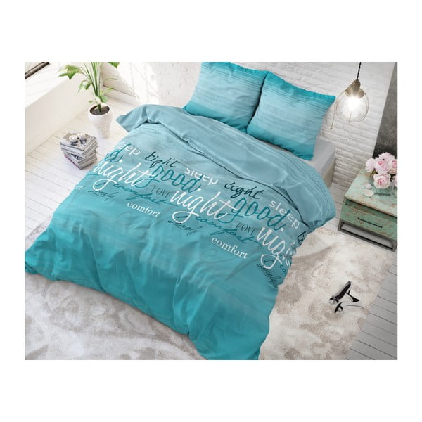 Тюркоазено памучно спално бельо за единично легло Comfort Night, 140 x 220 cm - Sleeptime