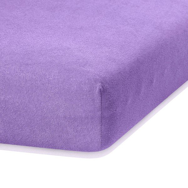 Fialové elastické prostěradlo na dvoulůžko AmeliaHome Ruby Purple, 220-240 x 220 cm-image-1