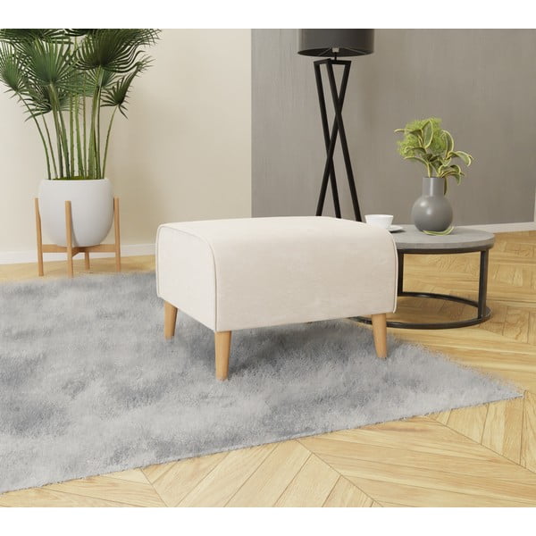 Кремаво кадифено столче за крака Carole - Ropez-image-2